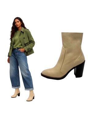 Anthropologie Farylrobin Ruth Ankle Boots Size EU 36 Fawn Leather Quiet Luxury